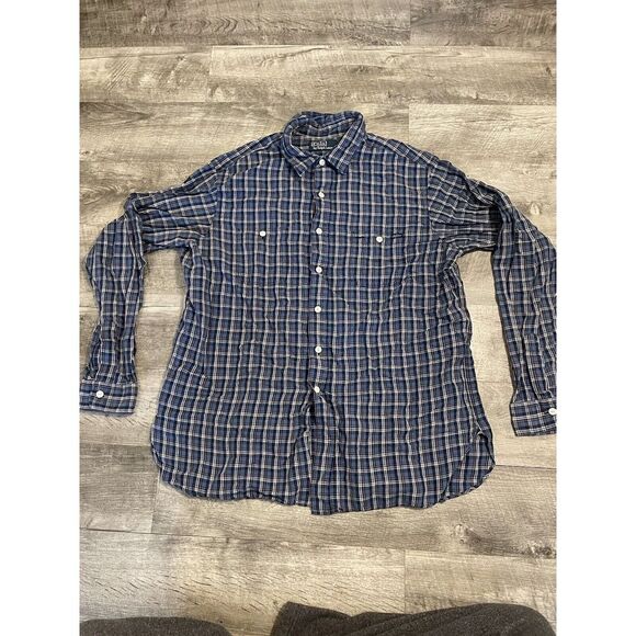 Polo Ralph Lauren Other - Polo Ralph Lauren Linen Button Up Shirt Men's XL Blue Plaid Breathable‎ Preppy